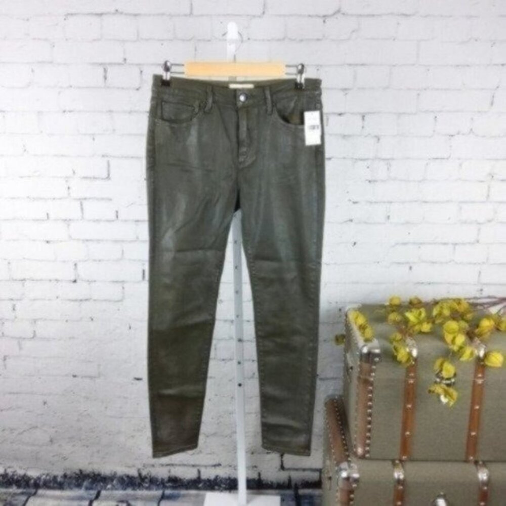 Driftwood Coated Jackie Skinny Jeans Dark Olive Size 28